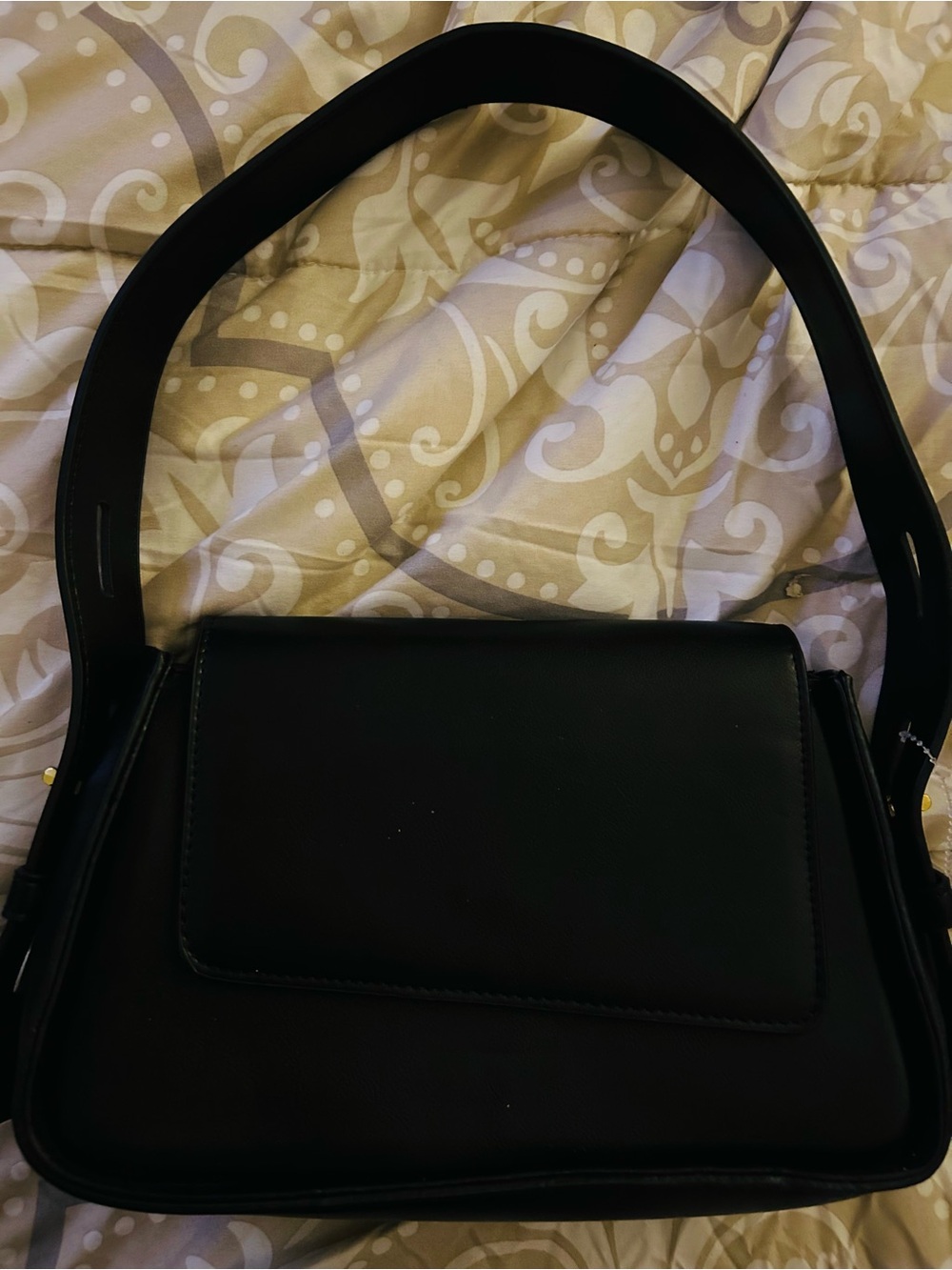 Madison west Classic Black faux Leather Shoulder Bag